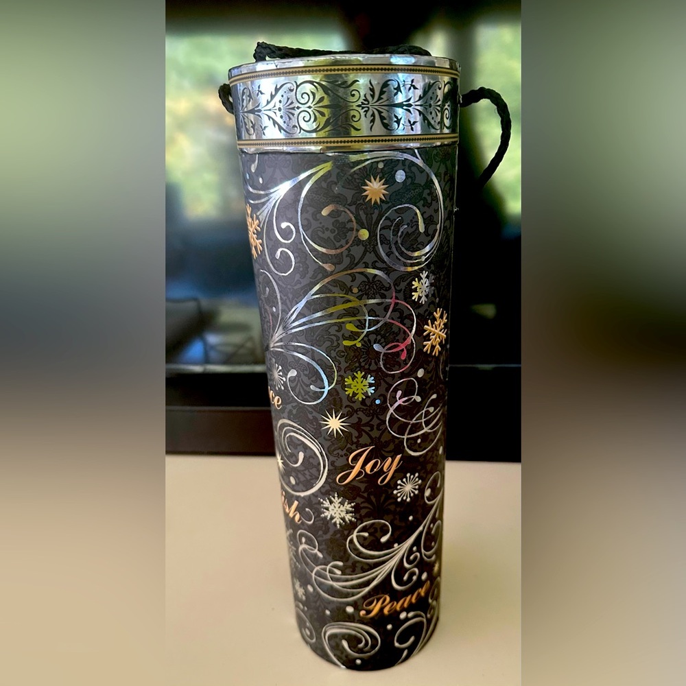Punch Studio Cylindrical Holiday Gift Box The Gifted Wine Spirits Bottle Caddy